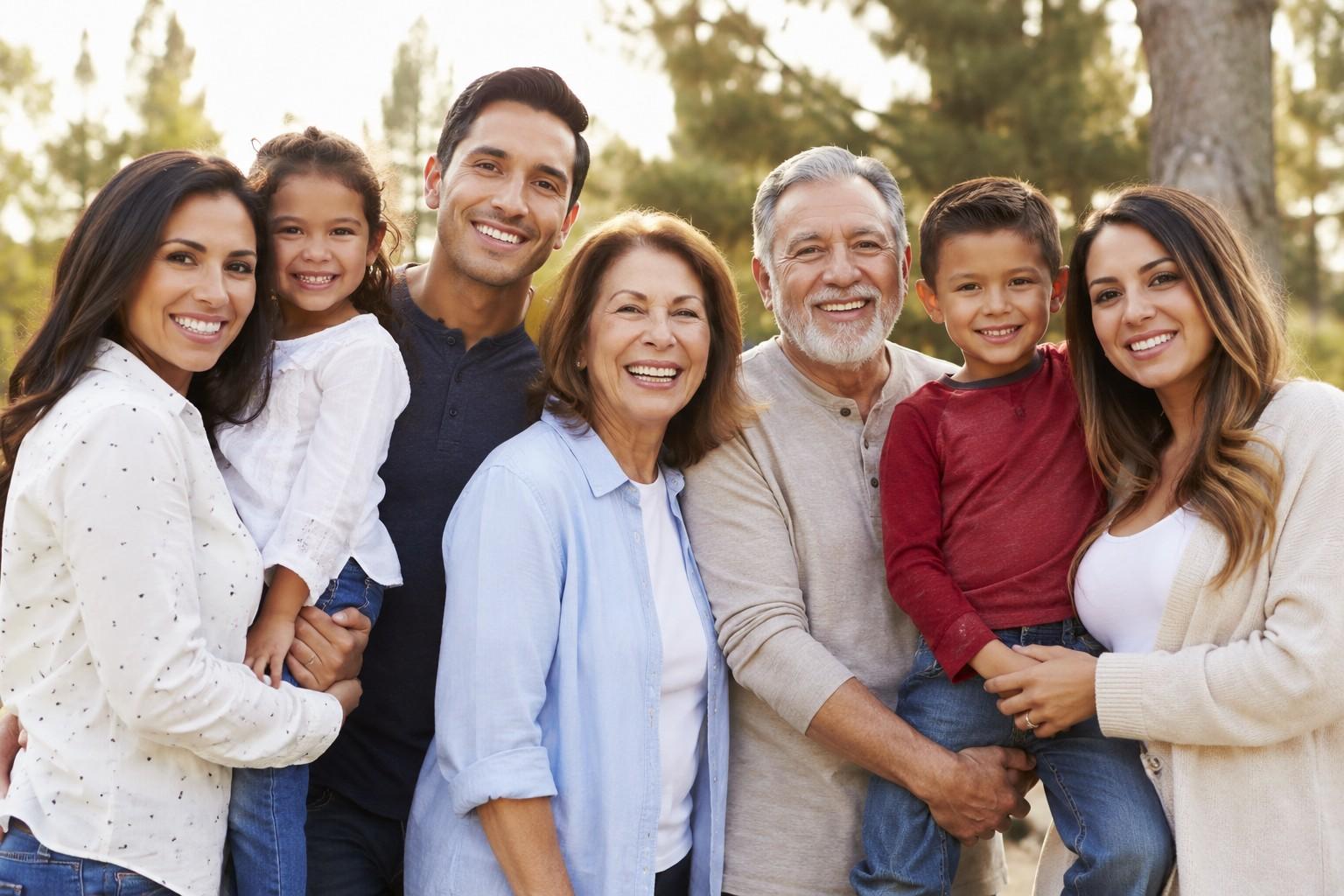 A family sharing memories together over a photo album